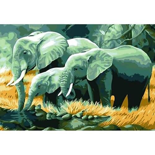 Elephant series diy oil digital painting by numbers kits abstract acrylic paint by numbers for adults home Decoration
