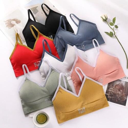 Women Tanks Crop Top Seamless Underwear Letter Female Sexy Lingerie Short Top Sport Bra Padded Camisole Tube Top Bandeau