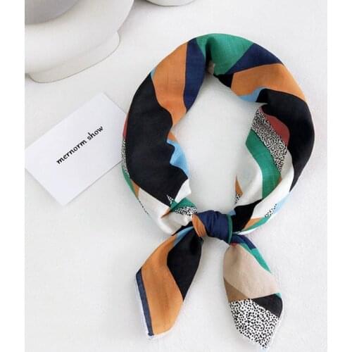 MoriBty Women Square Scarf Cotton New OL Bandanas Hijab Foulard Femme Hair Ribbon Headbands Print Little Spring Bufandas Mujer