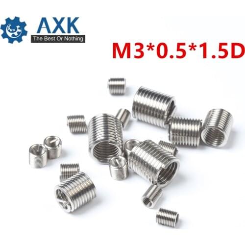 100pcs M3*0.5*1.5D Wire Thread Insert Stainless Steel 304 Wire Screw Sleeve, M3 Screw Bushing Helicoil Wire Thread Repair Insert