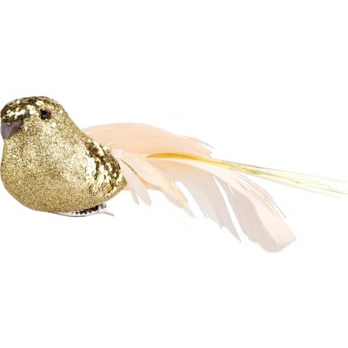 12Pcs Realistic Cute Feathered Glitter Artificial Birds Clip On Christmas Tree Ornament Door Hat Festive Wedding Decorations