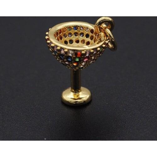 14x11mm 100% CZ Zircon DIY Jewelry Cocktail Cup Charm Pendant Wholesale Top Quality Jewellwery Finding Supplies