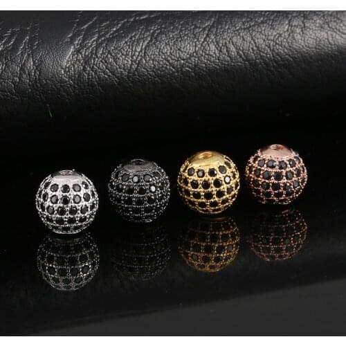 2019 CZ Brass Metal Micro Pave Cubic Zirconia Disco Ball Round Bead Spacer Beads For Jewelry Making DIY Bracelet