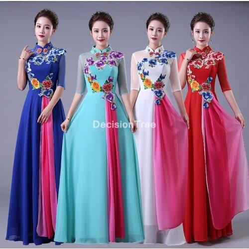 2021 oringinal design long sleeve evening dress ancient chinese clothing festival outfit folk stage performance dance costumes