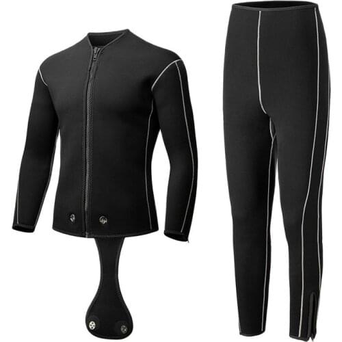 3/5mm diving suit male professional deep diving fish hunting free diving outdoor black zipper warm split wetsuit