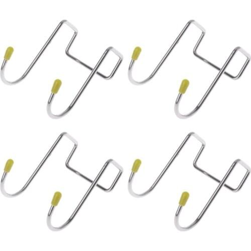 4pcs Over Cabinet Door Hanger Hanging Hooks Stainless Steel Utensil Kitchen Clothes Bag Towel Coat Holder