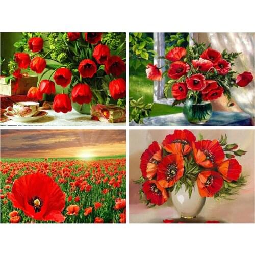 Diamond Painting Poppy Flower Full Drilling Diamond Embroidery Picture Diamond Cross Stitch Home Decor Christmas Gift