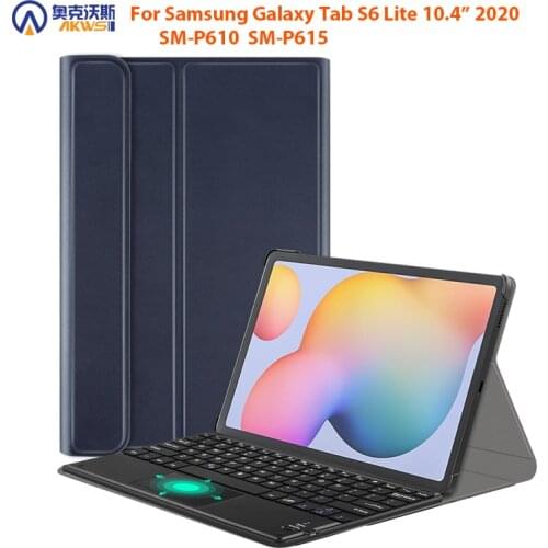 Touch Pad Keyboard Case for Samsung Galaxy Tab S6 Lite 2020,SM P610 P615 10.4Stand Leather Cover with Wireless Mousepad Keyboard