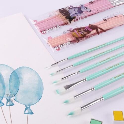Gouache Brush Set Macaron Color Lacquer Wood Penholder Nylon Fur Brush Watercolor Brush Beginner Painting Art Supplies