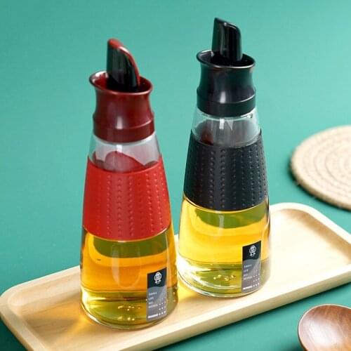 Kitchen Transparent Glass Oil Bottle Large Soy Sauce Container Household Seasoning Bottle Leak Proof Vinegar Pot Cooking Tools