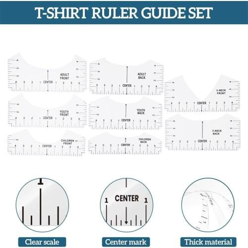 4/5/8PCS T-Shirt Alignment Ruler For Guiding T-Shirt Design Rulers With Size Chart DIY Drawing Template Craft Tool Drafting