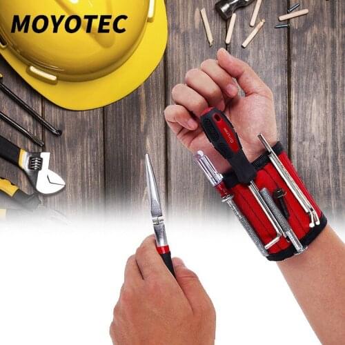 MOYOTEC Magnetic Wristband Tool Bag Adjustable Electrician Wrist Screws Nails Drill Holder Belt Bracelet for Home Accessories