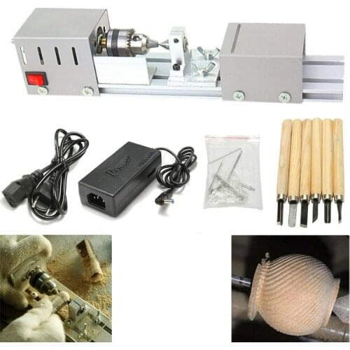 FNICEL Mini Lathe Wood Lathe Drill Rotary Beads Machine Polisher Table polishing Cutting 7 speed adjustment Woodworking Tools