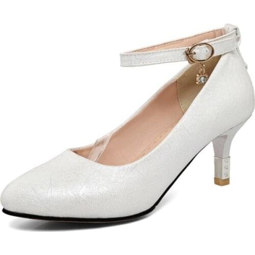 Big Size Fashion buckle sweet single shoes ladies high heels women shoes woman pumps