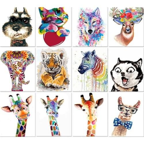 DIY 5D Poured Glue Diamond Painting Kits Scalloped Edge Animals Dog Full Ronnd With AB Drill Frameless Minimalist Style Cat Gift