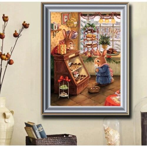 11CT,Cross-stitch,Cartoons,Rabbit,Diy,Needlework,kits,cotton thread,Sets For full embroidery,Cute rabbit Home Decoration