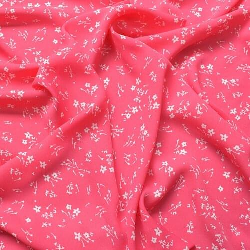 New thickened kimchi, chiffon cloth, summer and summer prints, rose, pink, and white flowers