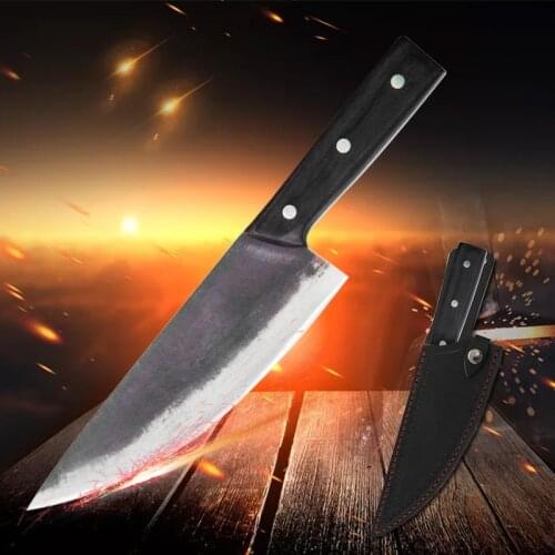 Butcher Chef Knives Handmade Forged Boning Knife High Carbon Clad Steel Meat Cleaver Household Kitchen Knife with Knife Sheath