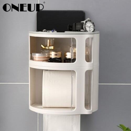 ONEUP Wall-Mounted Tissue Case Waterproof Box Container Home Punch-Free Box With Cell Phone Slot Large Platform Bath Accessories