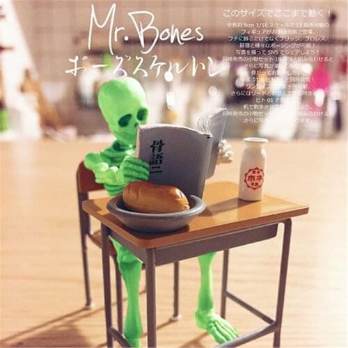 Movable Mr. Bones Skeleton Human Model Skull Full Body Mini Figure Toy Halloween New Color Crystal Skull