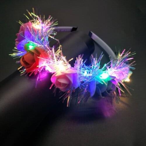 Women Blinking LED Headband Light Flower Crown Wreath Hairband Garlands Neon Birthday Wedding Rave Led Party Christmas Xmas