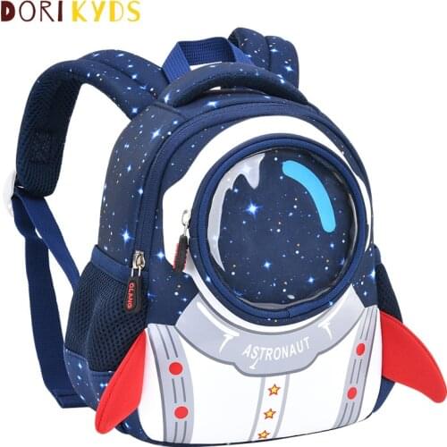 DORIKYDS New 3D Cartoon Kids Backpack Astronauts Design Anti-lost Children Schoolbag Waterproof Toddler for Boys Girls Mochila