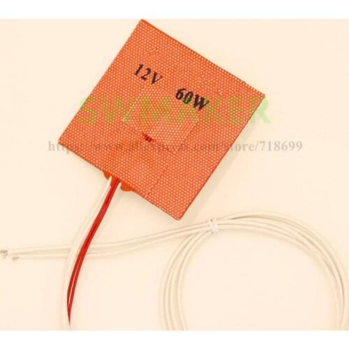 SEEJIE 12V/24V 60W Silicone Heater Pad heating mat 80x80mm size for Reprap 3D Printer Heated Bed with 3M and NTC Thermistor