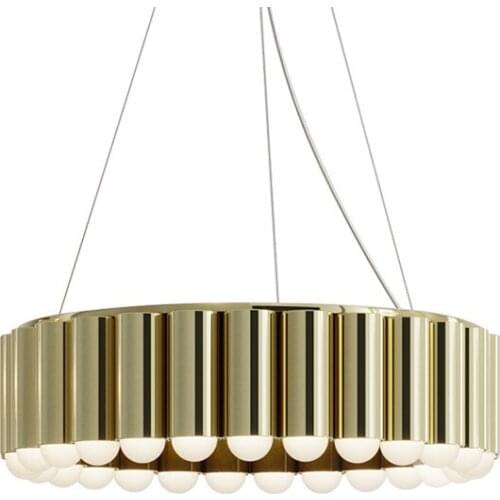 Modern Led Light Metal Chandeliers Round Dining Room Living Room Ring Lamp Villa Art Handing Lamps Golden Suspension Lamp PA0718