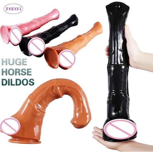 Super Huge Animal Horse Penis Strong Suciton Silicone Long Realistic Dildo Cock Anal Vagina Sex Toys for Men Women Couples