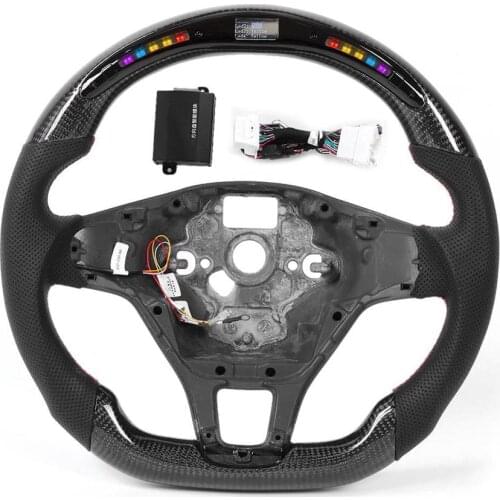 LED Performance Carbon Fiber Steering Wheel Preforated Leather W/ Red Stitching For Volkswagen Golf Mk7 Mk7.5 2013-2020
