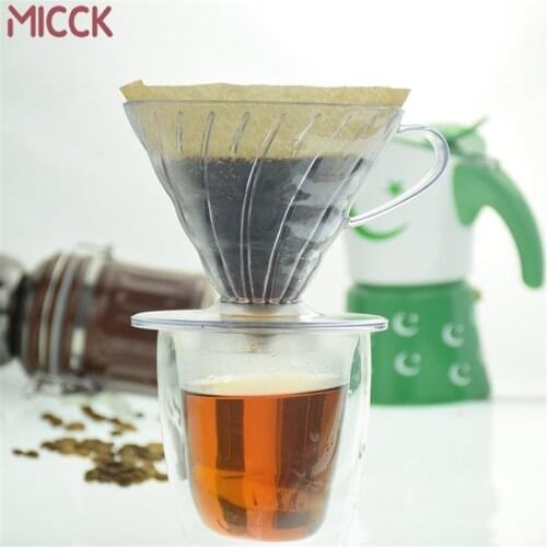 MICCK 2/4 cups Coffee Dripper V60 Heat-Resistant Resin Barista Tools Coffee Brewing Filter Cup Hand-washed Glass Drip Filter Pot