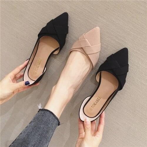 Womens single shoes 2021 summer models single shoes womens pointed toe comfortable soft sole working women flat shoes