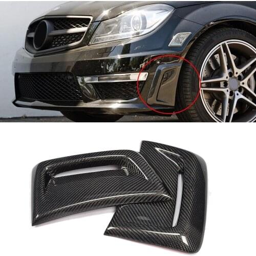 W204 Carbon Fiber Front Bumper Side Air Vent Decoration Sticker for Mercedes Benz W204 C63 AMG 2012-2014 Air Insert Vent Cover