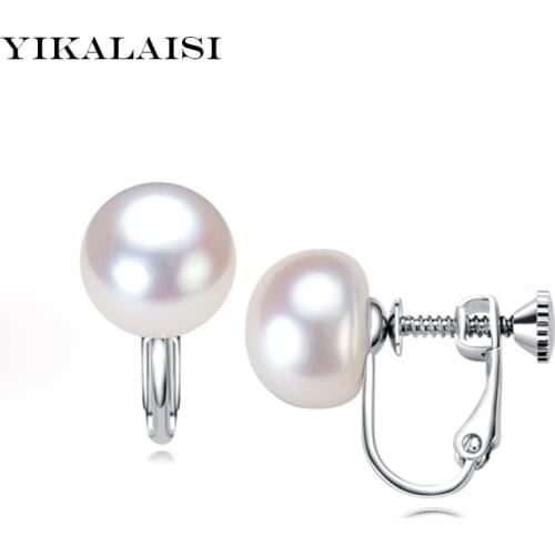 YIKALAISI 2017 100% Natural Freshwater Pearl Stud Earrings with 925 sterling silver Jewelry 11-12 Big Pearl Fashion For Women