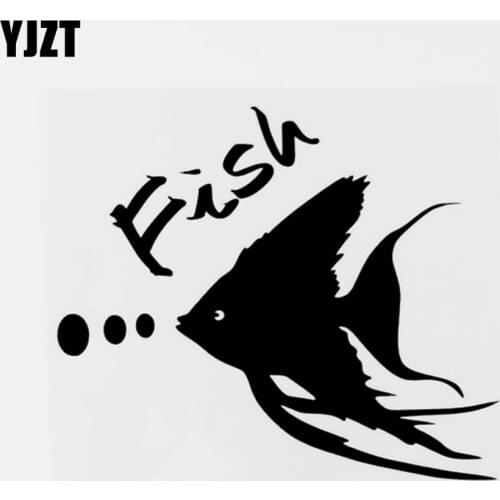 YJZT 14.3CM×12.4CM Funny Swimming Fish Vinyl Car Sticker Decal Black/Silver Accessories 8C-0514