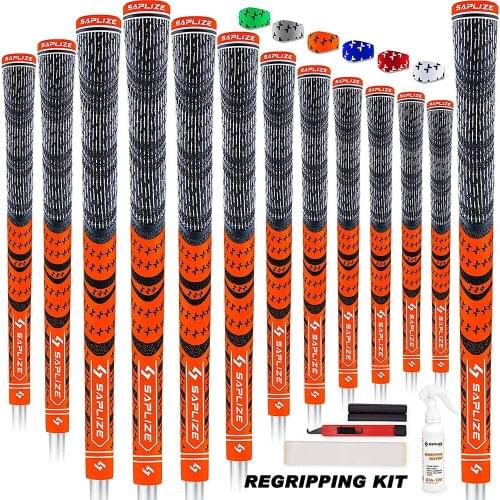 SAPLIZE Golf Grips, Standard/Midsize, 13 Grips with 15 Free Tapes or 13 Grips with Full Regripping Kit, Golf Club Grips, 6 Color
