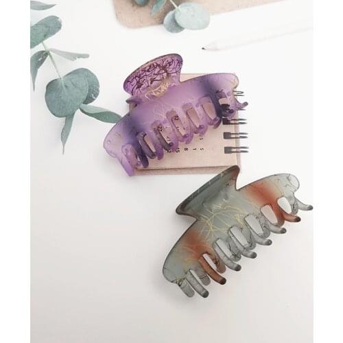 Lystrfac Fashion Acrylic Gradient Starry Sky Print Hair Claw for Women Big Hair Clips Girls Hairpin Hairgrips Hair Accessories