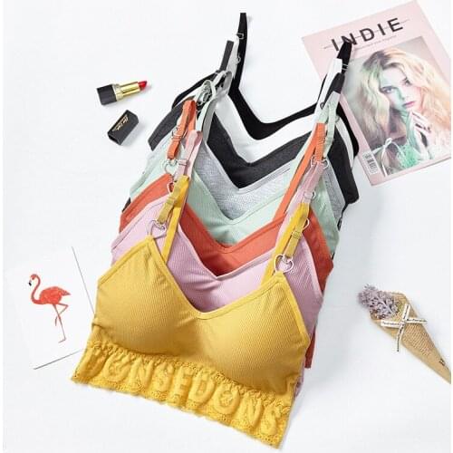 Women Crop Tops Tanks Female Underwear Sexy Deep V Lingerie for Woman Solid Color Padded Camis Crop Top Lace Camisoles