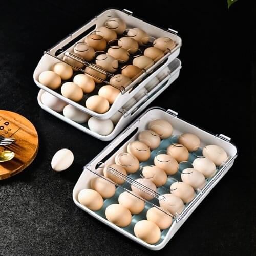 1PC Household Egg Storage Box Drawer-Type Refrigerator Storage Box Plastic Transparent Dumpling Box Large Tray Organizer
