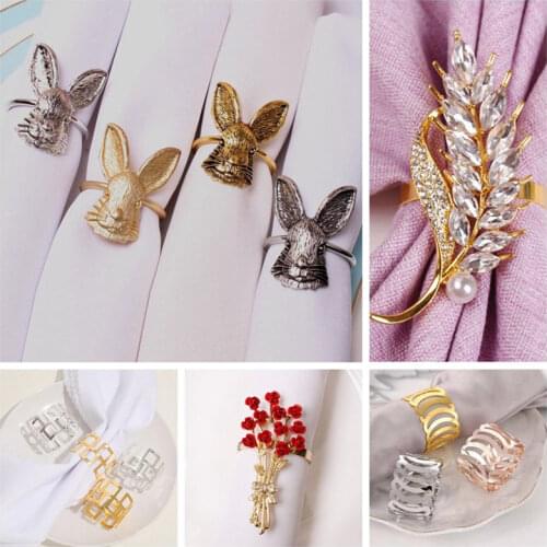 2pcs Easter Napkin Holder High Quality Alloy Cute Durable Delicate Bunny Ears Napkin Ring For Bar Spring Easter Party Dinner