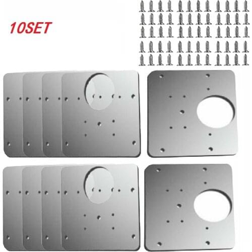 10 Set Hinge Repair Plate With Screws Stainless Steel Furniture Cupboard Cabinet Table Bed Hardware Mounting Tools Fixed Bracket