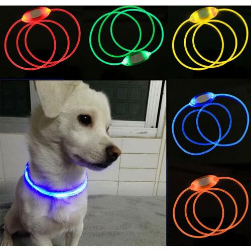 2021 Led Glowing Pet Dog Collar Night Luminous Dog Collar Adjustable LED Tube Flashing Safety Collar DIY Can Be Cut Dog Collar