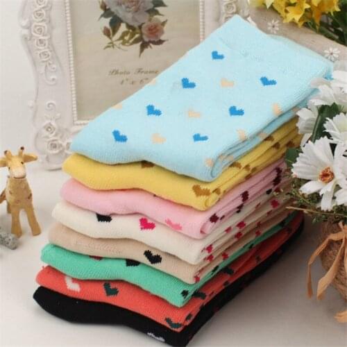 5pairs/lot Leisure Socks Cotton Women Fashion Love Heart Socks For Woman Casual In Tube Candy Color Girls Socks C6