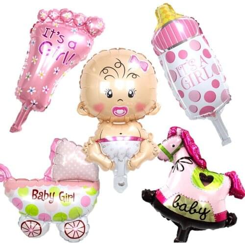 5Pcs/Set Mini Baby Shower Balloons Foil Helium Balloon Boy Girl Aluminum Balloons Toys Baby Birthday Party Decoration Supplies
