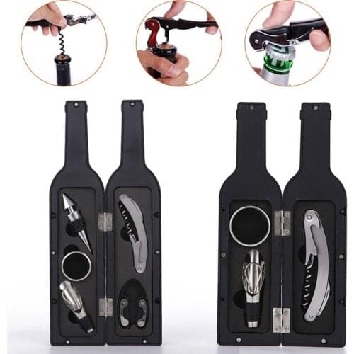 Wine Bottle Corkscrew Set Tool Bottle-Shaped Holder Bottle Opener Gift Bar Accessories Home Bars 2021 Hot Sale Wine Stoppers