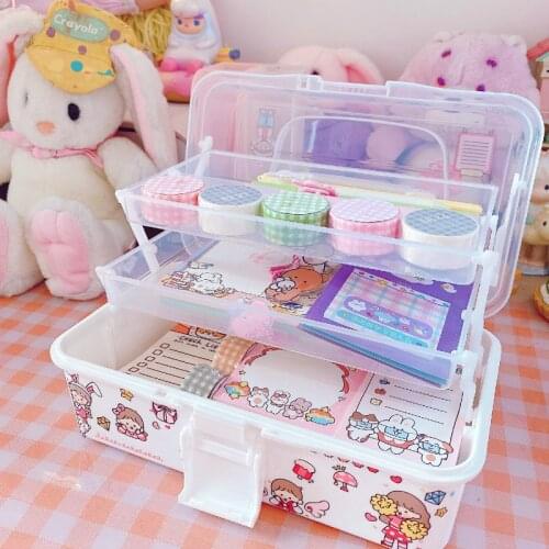 3 Layer Storage Box Transparent Storage Box For Tape Washi Tape Sticker Sundries Pens Diary Stationery Dolls Collection