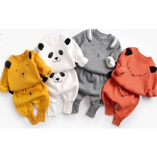 Baby Suit Autumn Winter Baby Boy Cartoon Cute Clothing Pullover Sweatshirt Top + Pant Clothes Set Baby Toddler Girl Outfit Suit