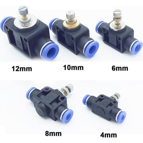 Throttle Valve SA 4-12mm Air Flow Speed Control Valve Tube Water Hose Pneumatic Push In Fittings Pneumatic Fittings Connectors