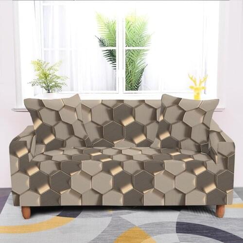 3D Geometric Stretch Elastic Slipcovers L Shape Corner Sofa Cover For Living Room Furniture Protective 1/2/3/4 Seater