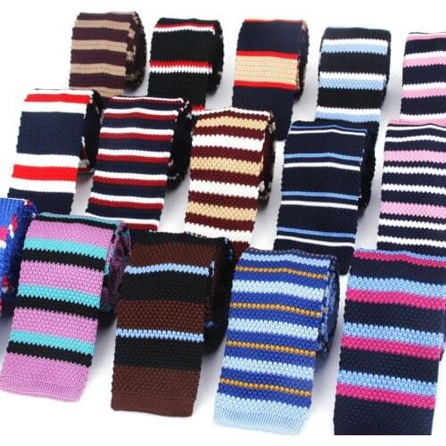 New 6cm Slim Knit Tie for Men Leisure Business Skinny Necktie Navy Bule Colorful Striped Floral Fashion Weave Ties Accessories